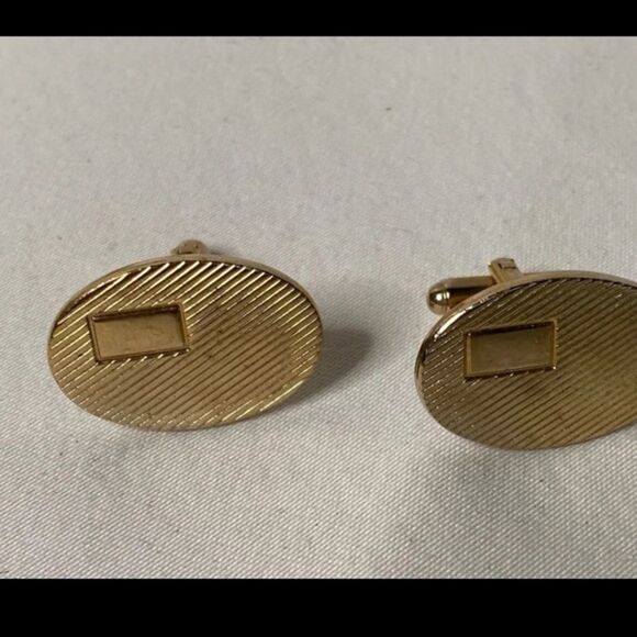 Vintage Art Deco Style Gold Cuff Links - Picture 1 of 3